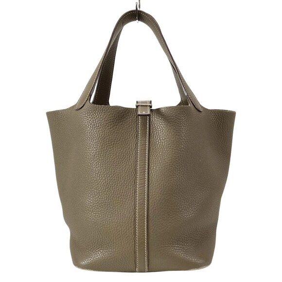 Auth HERMES Picotin Lock MM Etoupe Taurillon Clemence Y Handbag - Picture 1 of 16